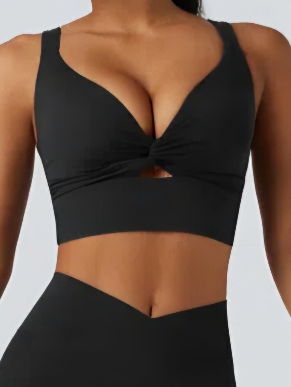 HALARA Black Twist Front Push Up Yoga Sports Bra Sz S